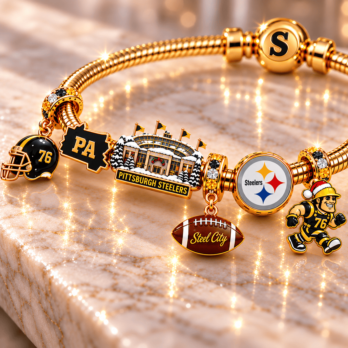 PBS Gold Charm Bracelet Set DNBN