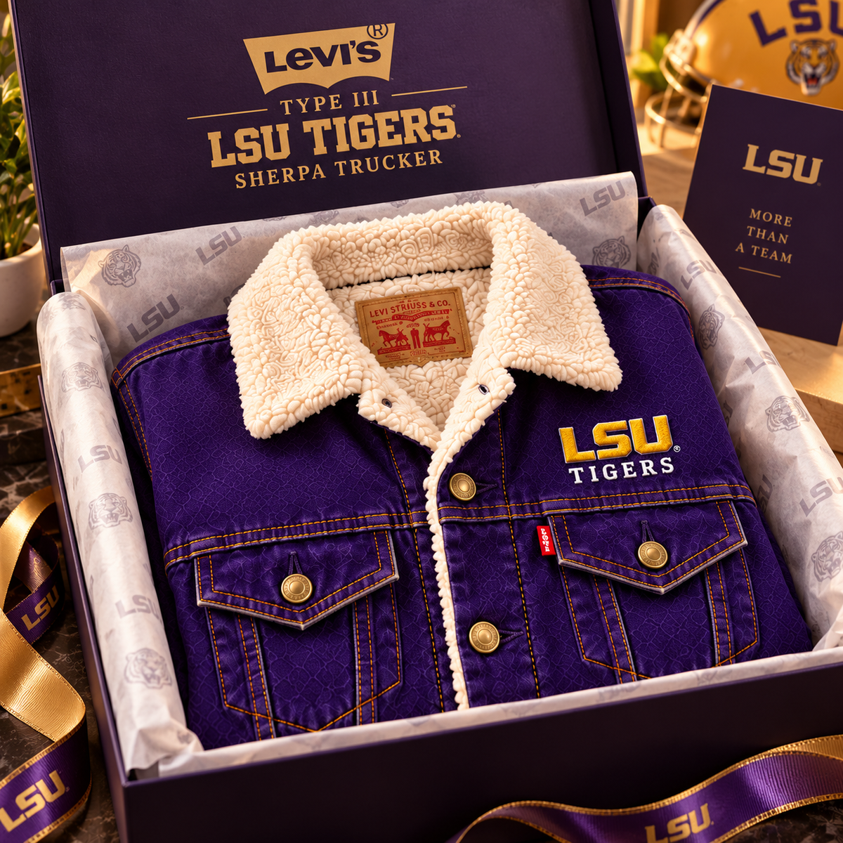 LSU Premium Fur-Lined Trucker Jacket BMD