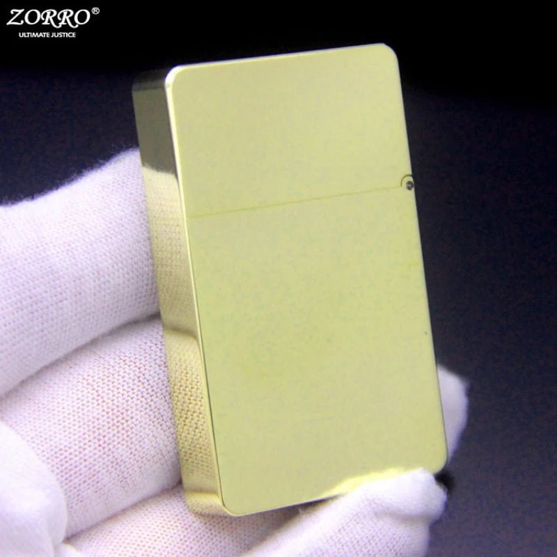 ZORRO special-shaped brass armor oil lighter small gold brick-shaped high-end exquisite grinding wheel lighter men's gift