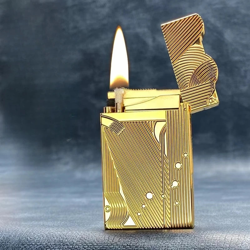 2025 New Classic Sound Brass Lighter Golden Sleeping Mermaid Pattern Retro Kerosene Lighter Fire Man Series Exquisite Men's Gift