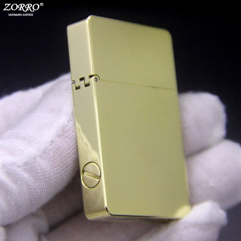 ZORRO special-shaped brass armor oil lighter small gold brick-shaped high-end exquisite grinding wheel lighter men's gift