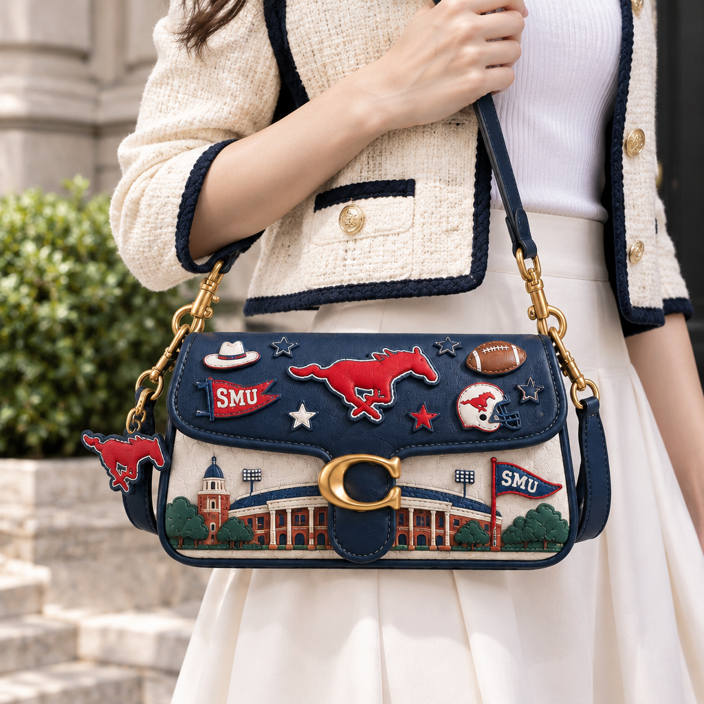 SMU Mustangs Coach Shoulder Cross With Charm